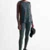 Active leggings - 4 Way Stretch - patterned black / turquoise