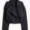 Cropped trench coat black