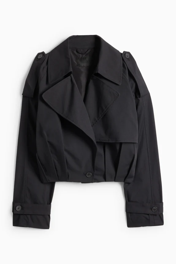 Cropped trench coat black