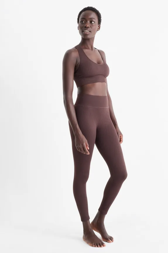 Technical leggings - seamless dark brown