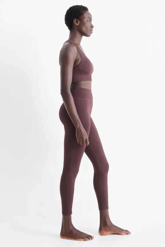 Technical leggings - seamless dark brown