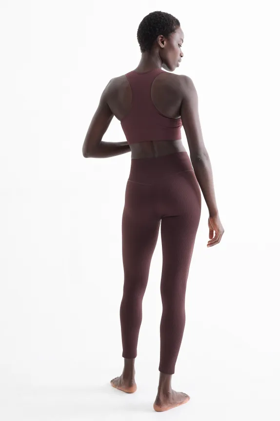Technical leggings - seamless dark brown