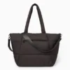 Large quilted shopper with detachable bag strap black