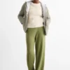 Straight leggings - ribbed green