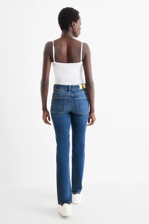Straight jeans - mid-rise waist - shaping jeans - LYCRAÂ® blue denim