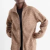 BouclÃ© technical zip-through sweatshirt brown