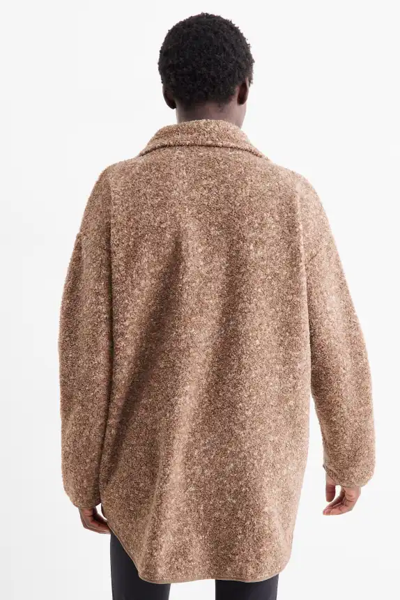 BouclÃ© technical zip-through sweatshirt brown