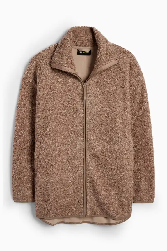 BouclÃ© technical zip-through sweatshirt brown