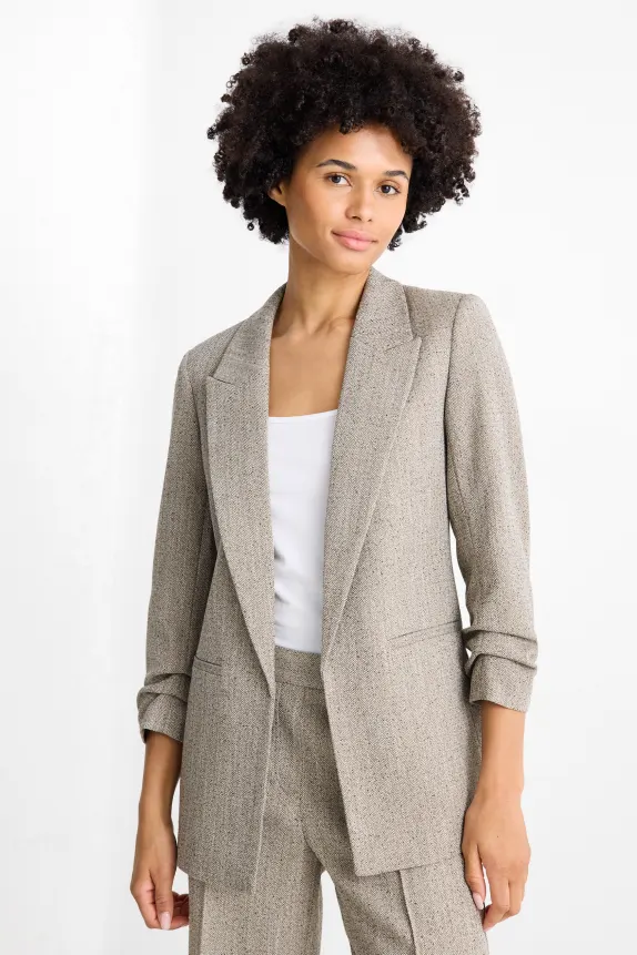 Long blazer - regular fit - patterned - textured taupe