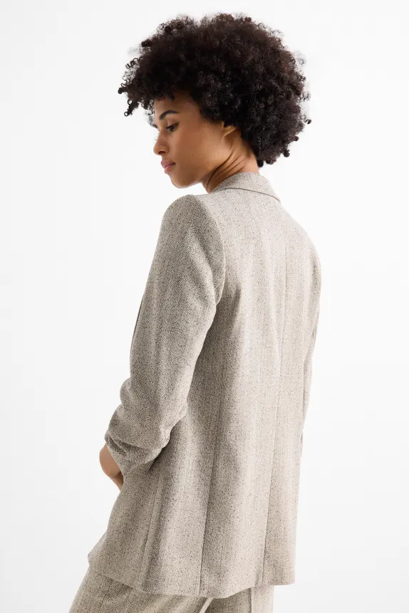 Long blazer - regular fit - patterned - textured taupe