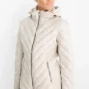 Quilted jacket with hood light gray