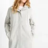 Softshell coat with hood - water-repellent - 4-way stretch light gray