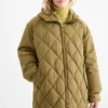 Quilted coat with hood - water-repellent green
