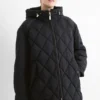 Quilted coat with hood - water-repellent black