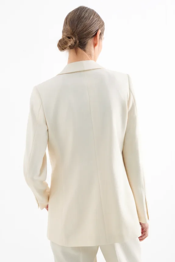Long blazer - regular fit - textured cremewhite