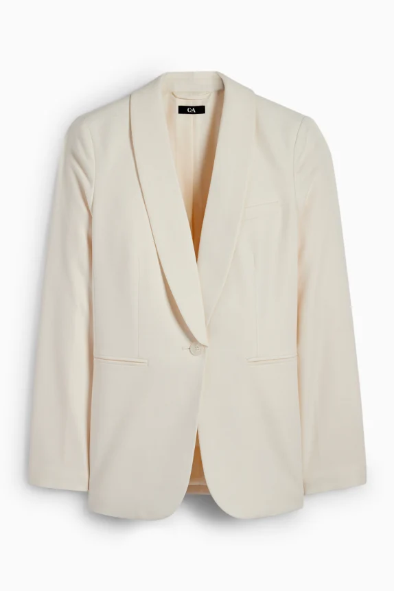 Long blazer - regular fit - textured cremewhite