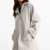 Parka with hood light gray