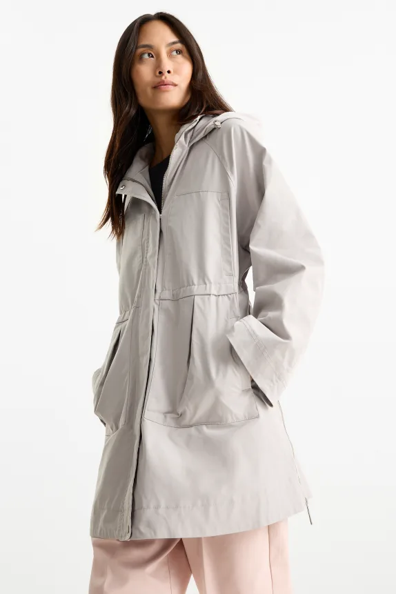 Parka with hood light gray
