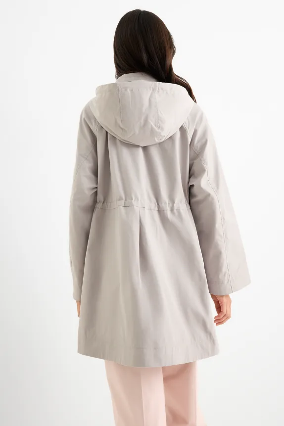 Parka with hood light gray