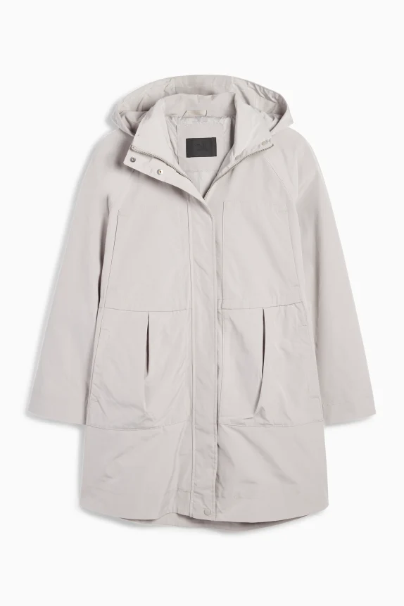 Parka with hood light gray