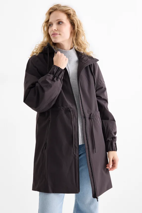 Raincoat with hood - lined - waterproof dark blue