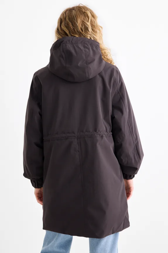 Raincoat with hood - lined - waterproof dark blue