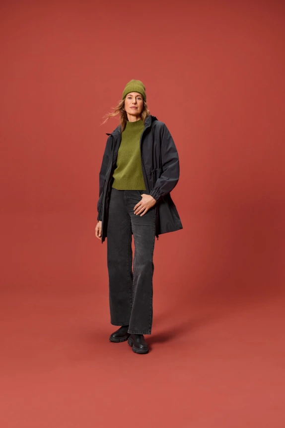 Raincoat with hood - lined - waterproof dark blue