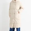 Quilted coat with hood - water-repellent light beige