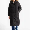 Quilted coat with hood - water-repellent black