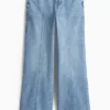 Wide leg jeans - mid-rise waist denim-light blue