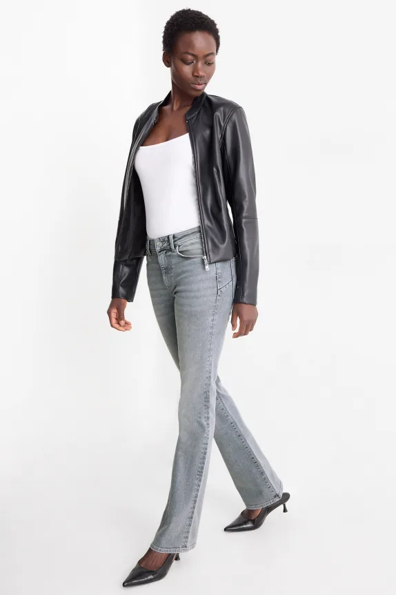Bootcut jeans - mid-rise waist - shaping jeans - LYCRAÂ® denim-light gray