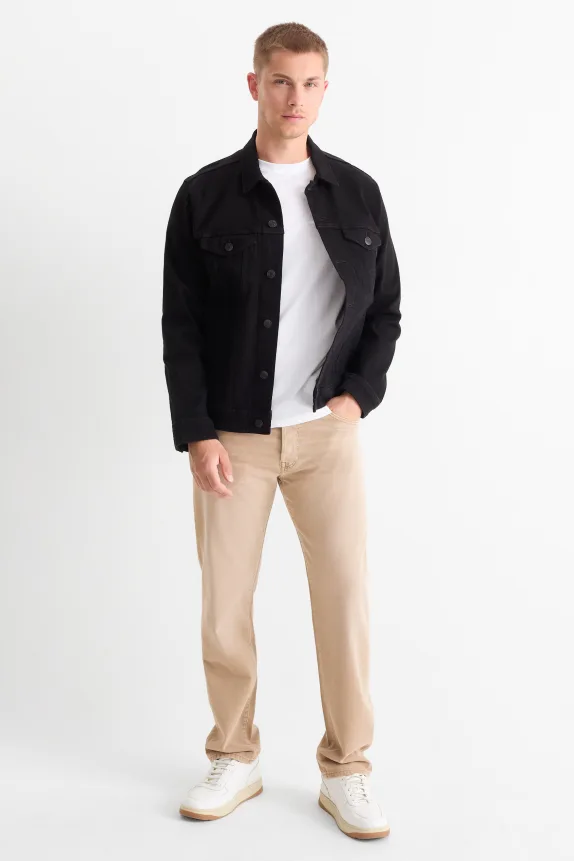 Regular jeansÂ with button fly light beige