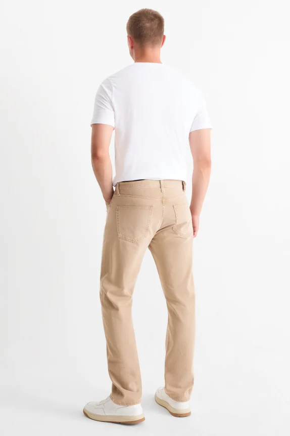 Regular jeansÂ with button fly light beige