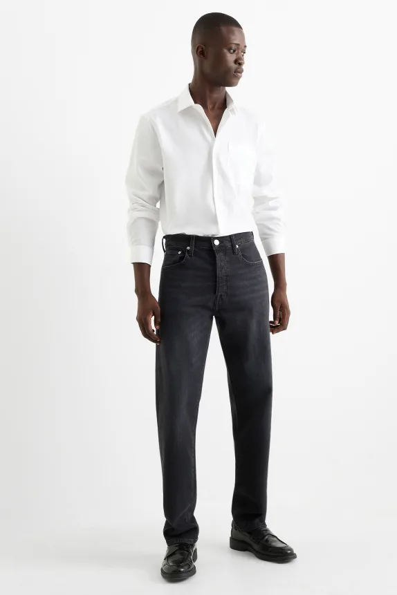 Regular jeansÂ with button fly denim-dark gray