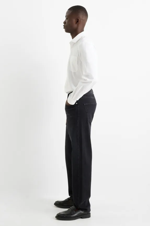 Regular jeansÂ with button fly denim-dark gray