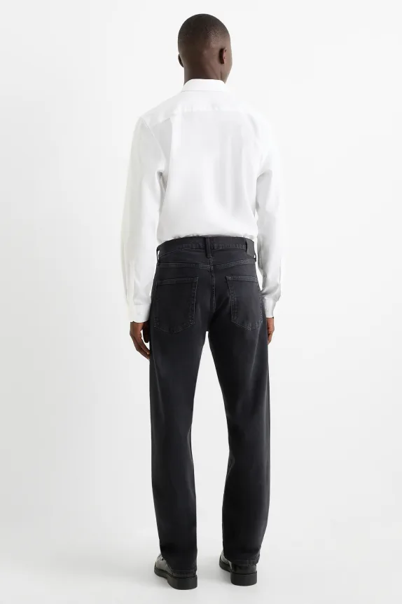 Regular jeansÂ with button fly denim-dark gray