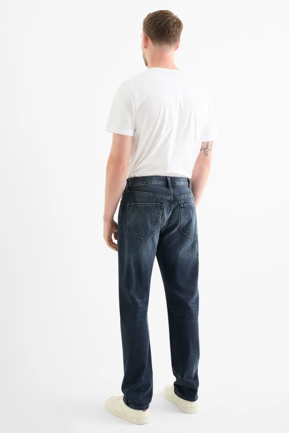 Regular jeansÂ with button fly denim-dark blue