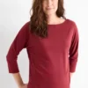 Long sleeve top - regular fit dark red