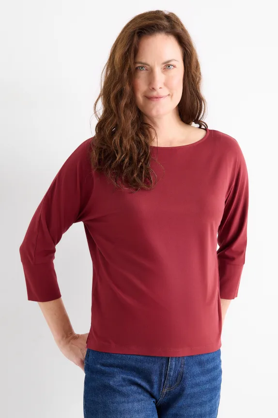 Long sleeve top - regular fit dark red