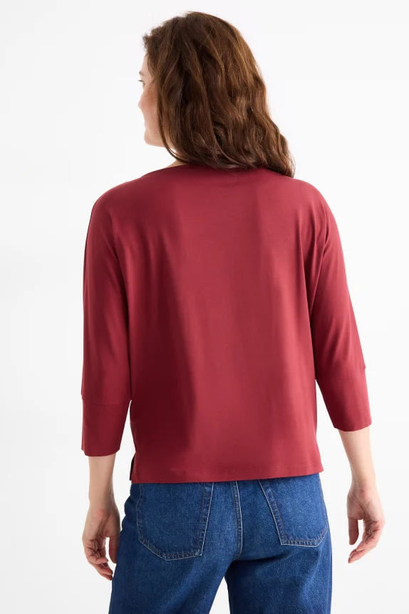 Long sleeve top - regular fit dark red