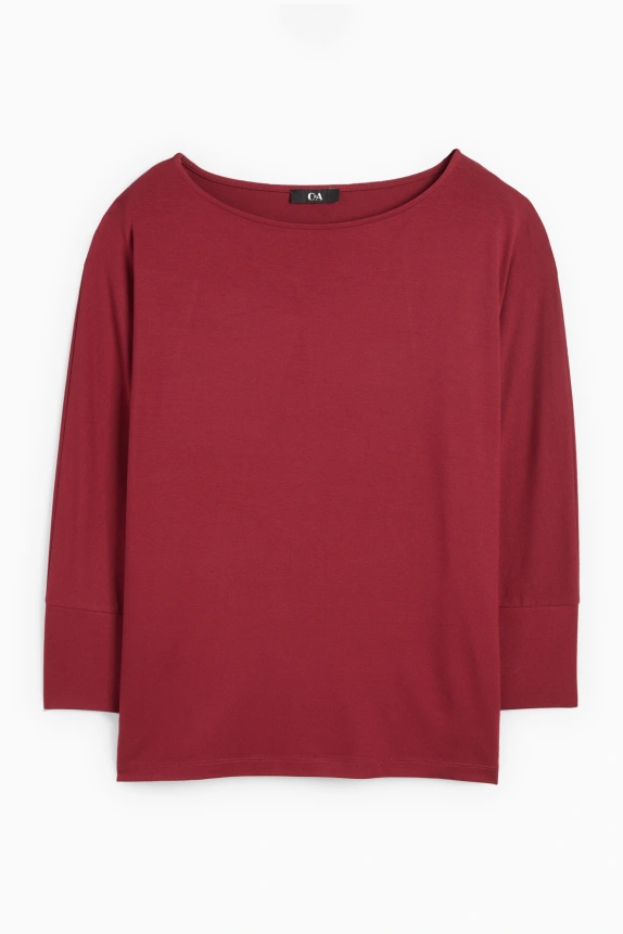 Long sleeve top - regular fit dark red